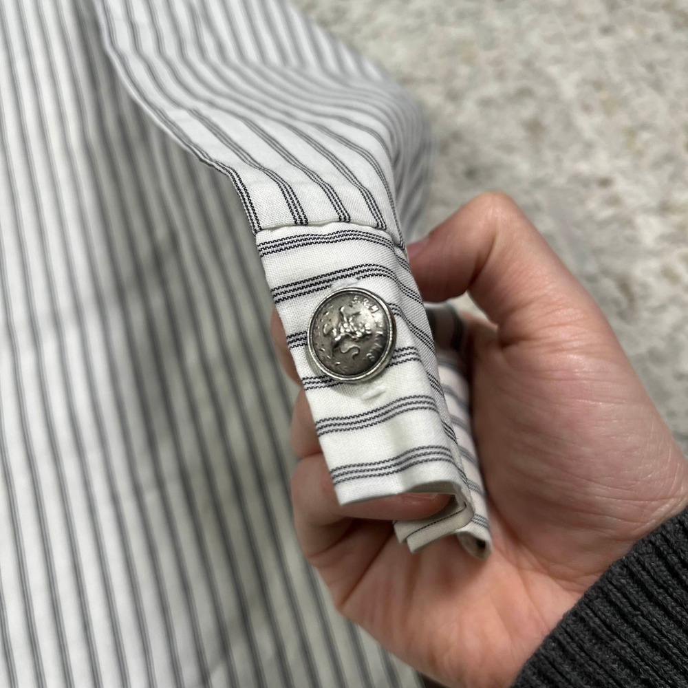 Vintage Good Lad Boys 4T Striped Band Collar Button Down Shirt White Black - Picture 6 of 15
